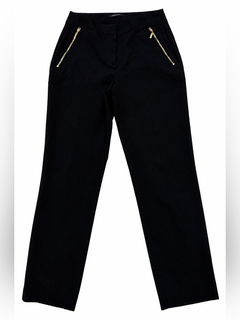 Tahari Women’s Black Work Dress Pants with Gold Zipper Accents Size 2